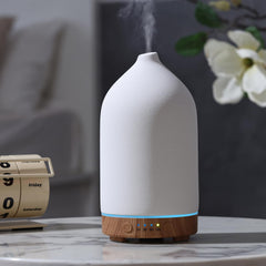 Gooamp ceramic diffuser front view showing elegant stone finish and compact form for decor