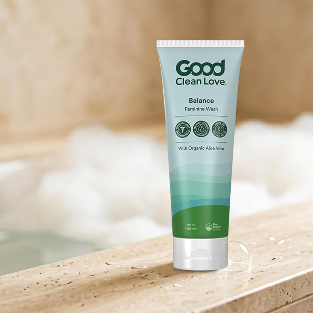 Good Clean Love label close-up featuring Bio-Match technology and gentle formulation