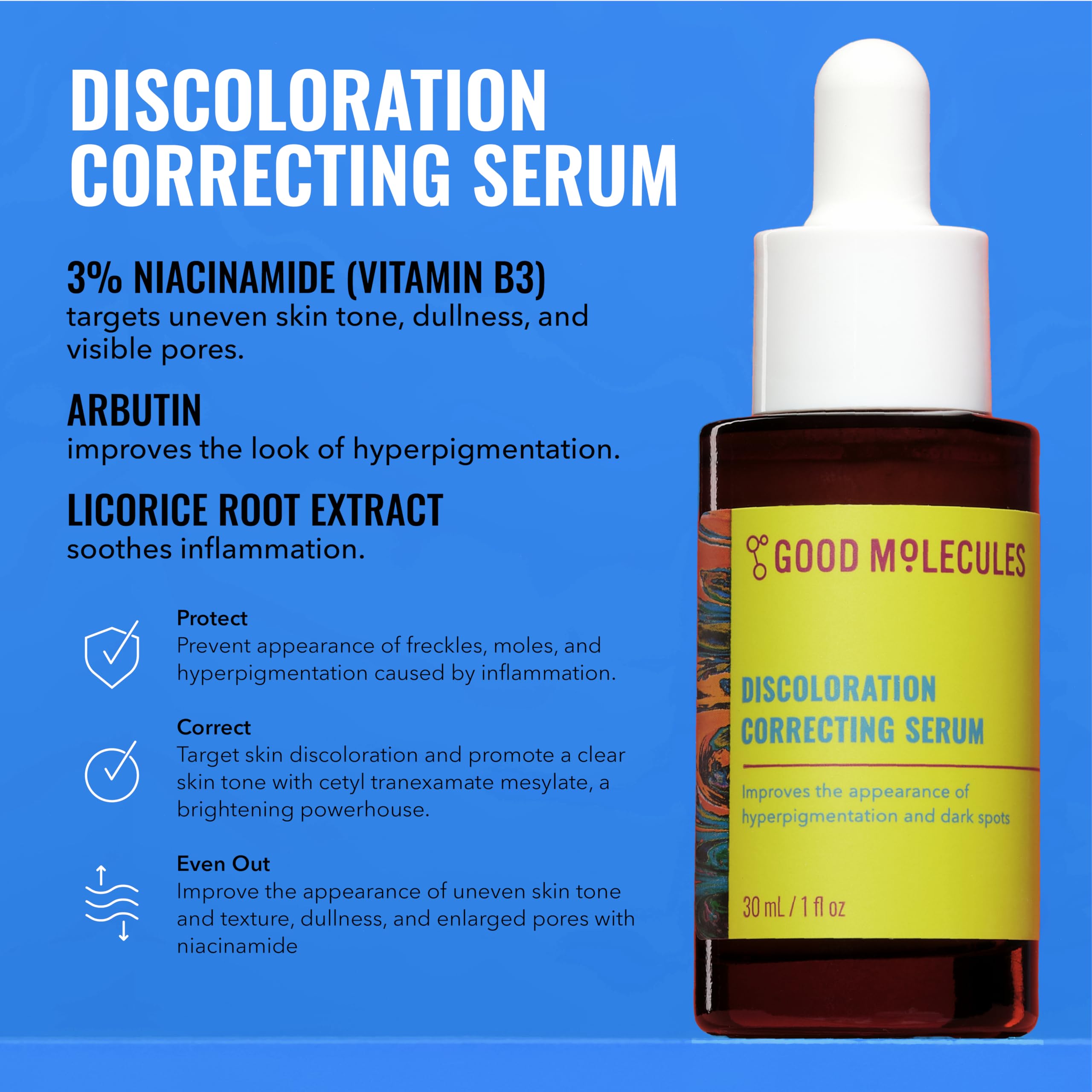 Good Molecules bar and serum held in hand showing actual product sizes and portability