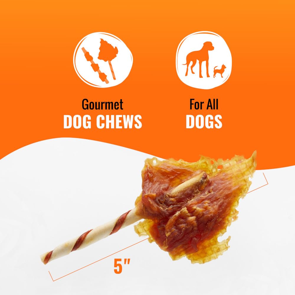 Good 'n' Fun wing beside a human hand for scale, demonstrating appropriate treat size