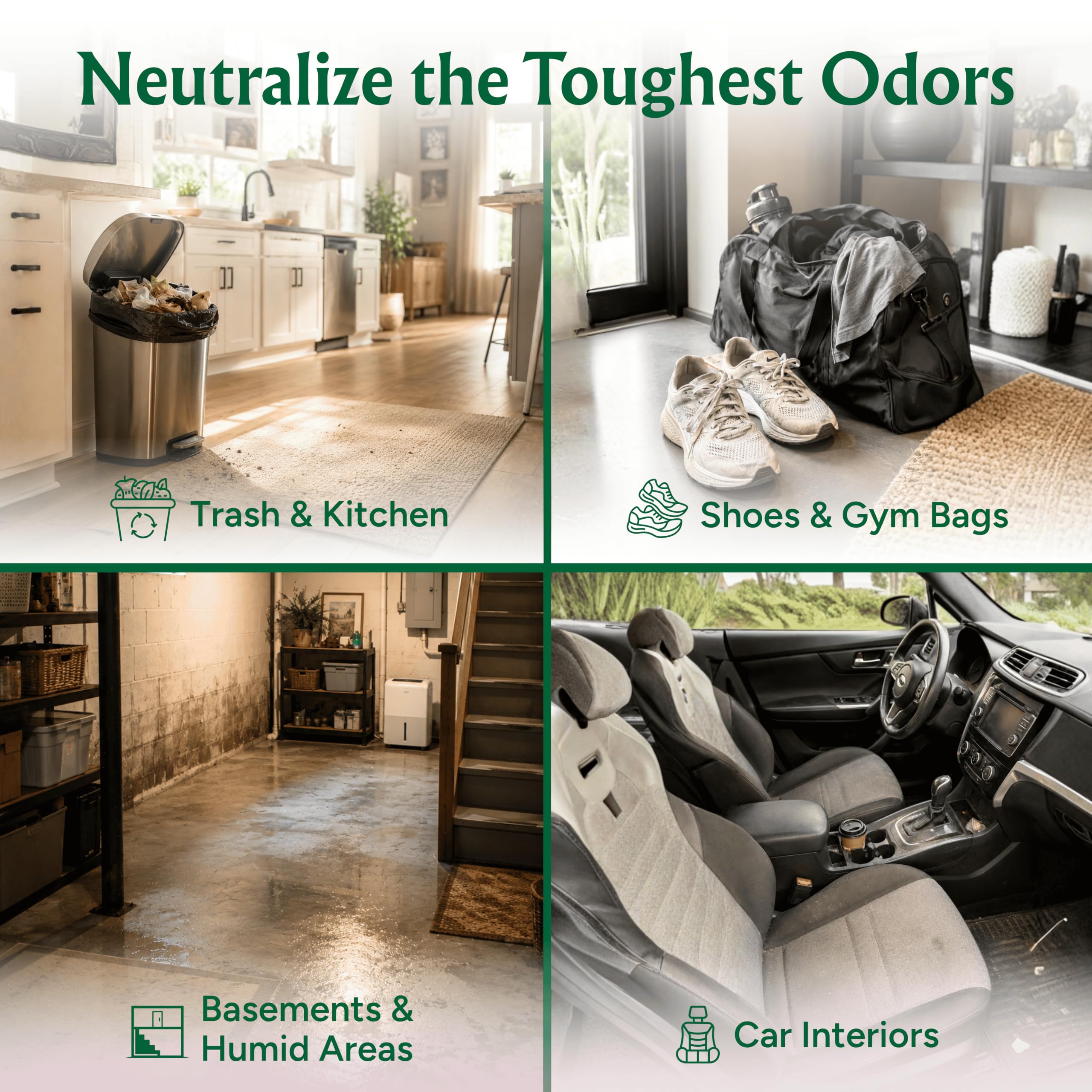Good Natured Brand used on sofa upholstery showing gentle fabric-safe refresh and odor control benefit
