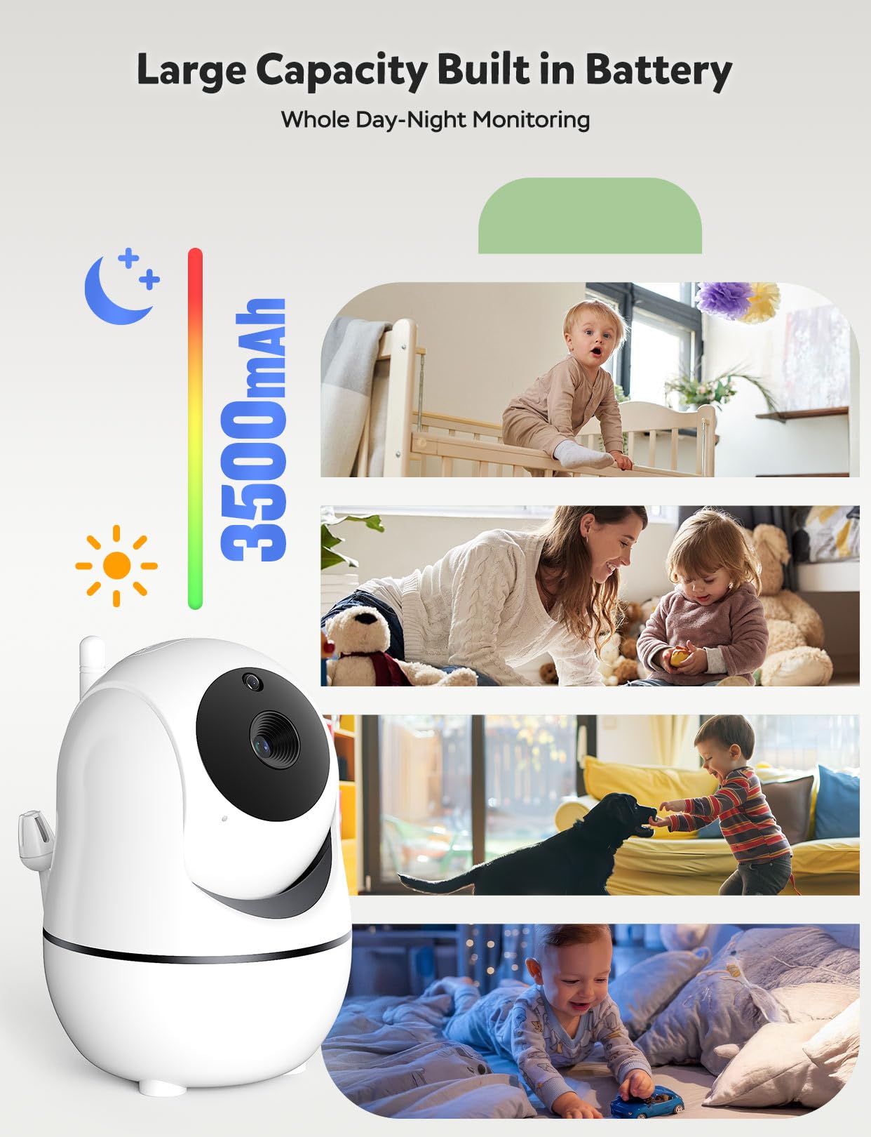 GoodBaby parent unit battery and ports highlighted for long runtime convenience