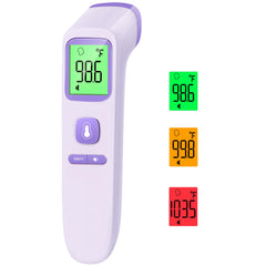 GoodBaby thermometer front view showing easy-read display and purple finish for quick checks