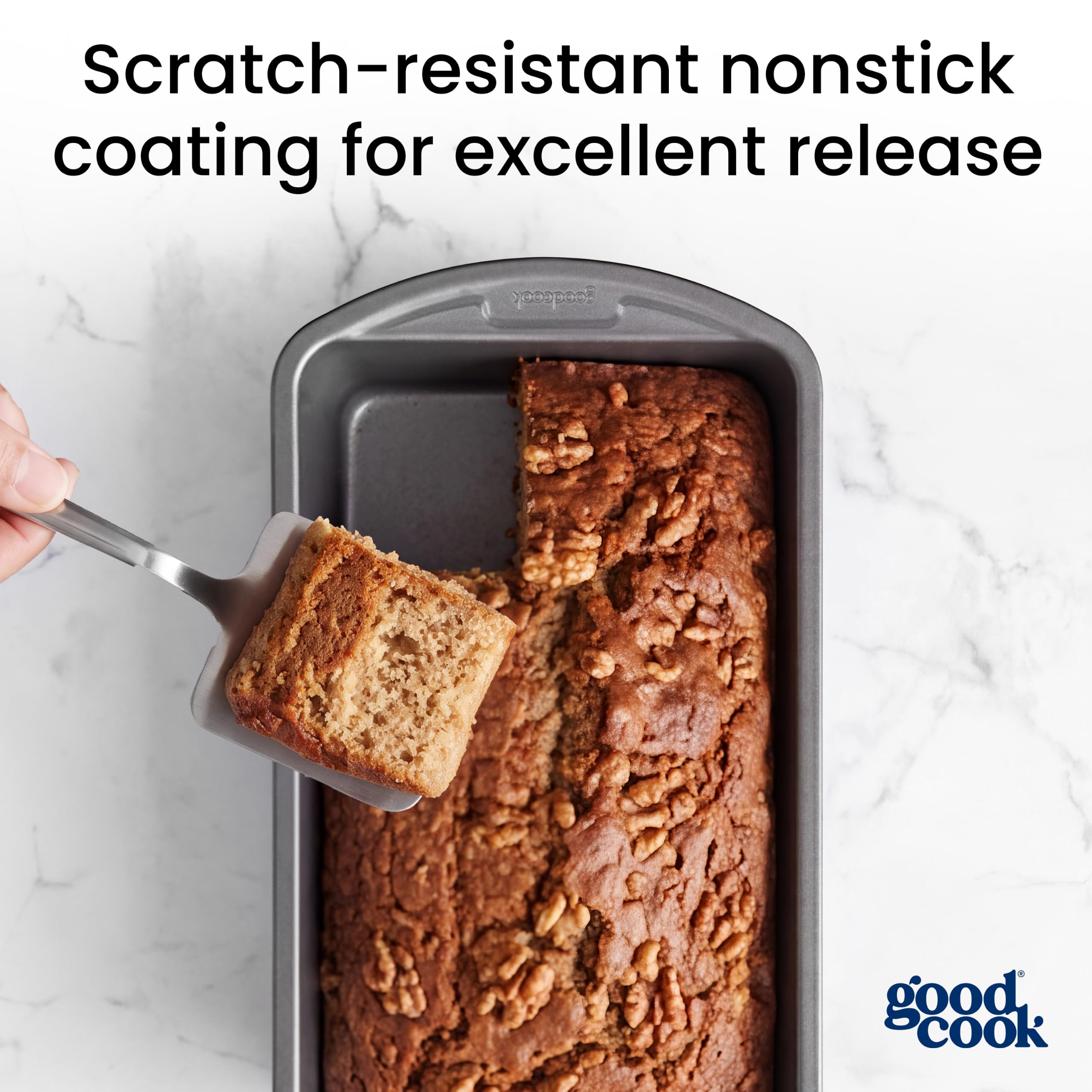 GoodCook loaf pan placed in oven illustrating even heat distribution