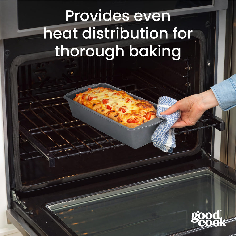 GoodCook stacked pans to show compact storage saving kitchen space