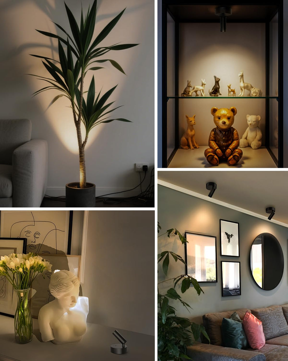 GOODEA spotlight illuminating a potted plant to enhance foliage and indoor growth appearance