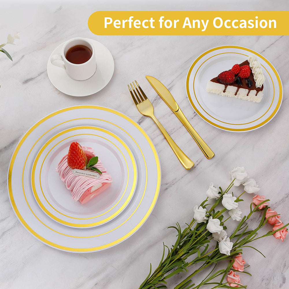 Goodluck stacked plates showing both dinner and salad sizes for planning