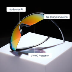 goodr Bolt G close-up of polarized lens demonstrating glare reduction and clarity