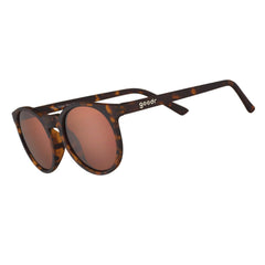 goodr Nine Dollar Pour Over front view showing round frame and polarized lenses benefit: stylish glare reduction