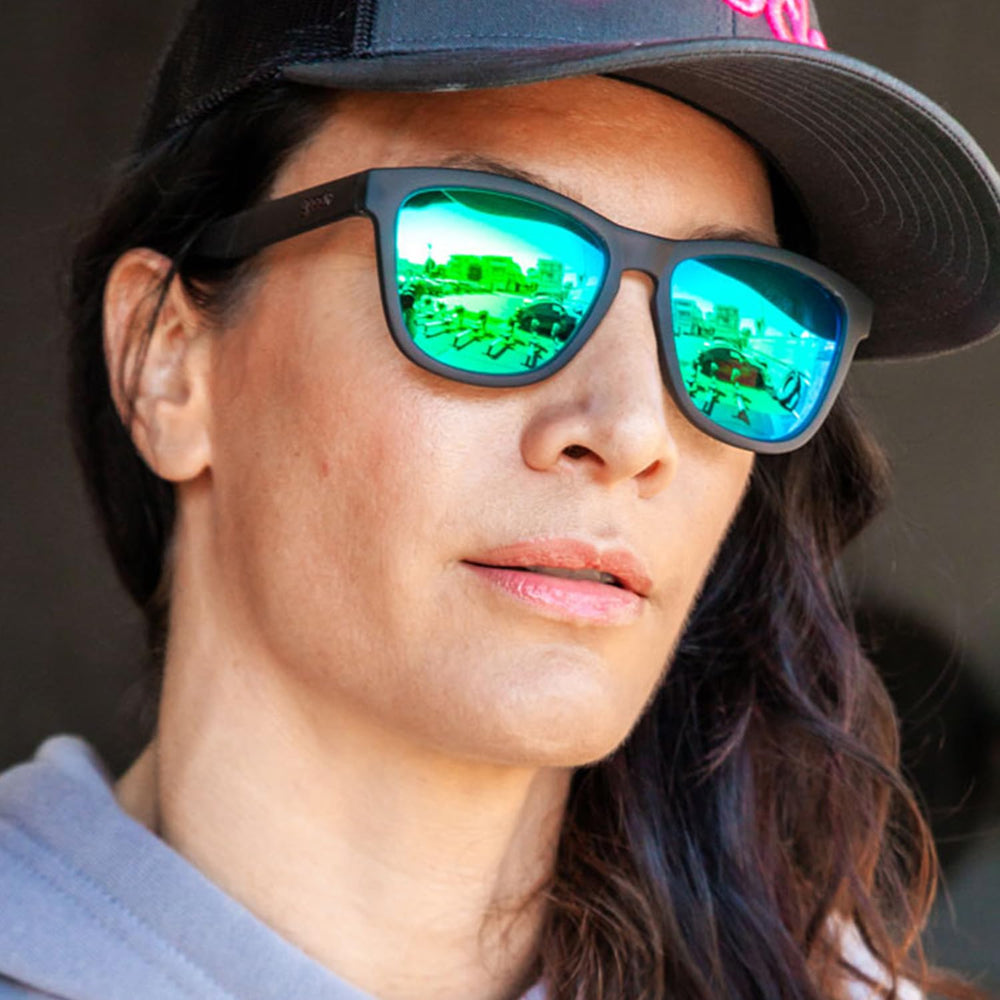 goodr worn by runner demonstrating no-bounce performance and clear vision