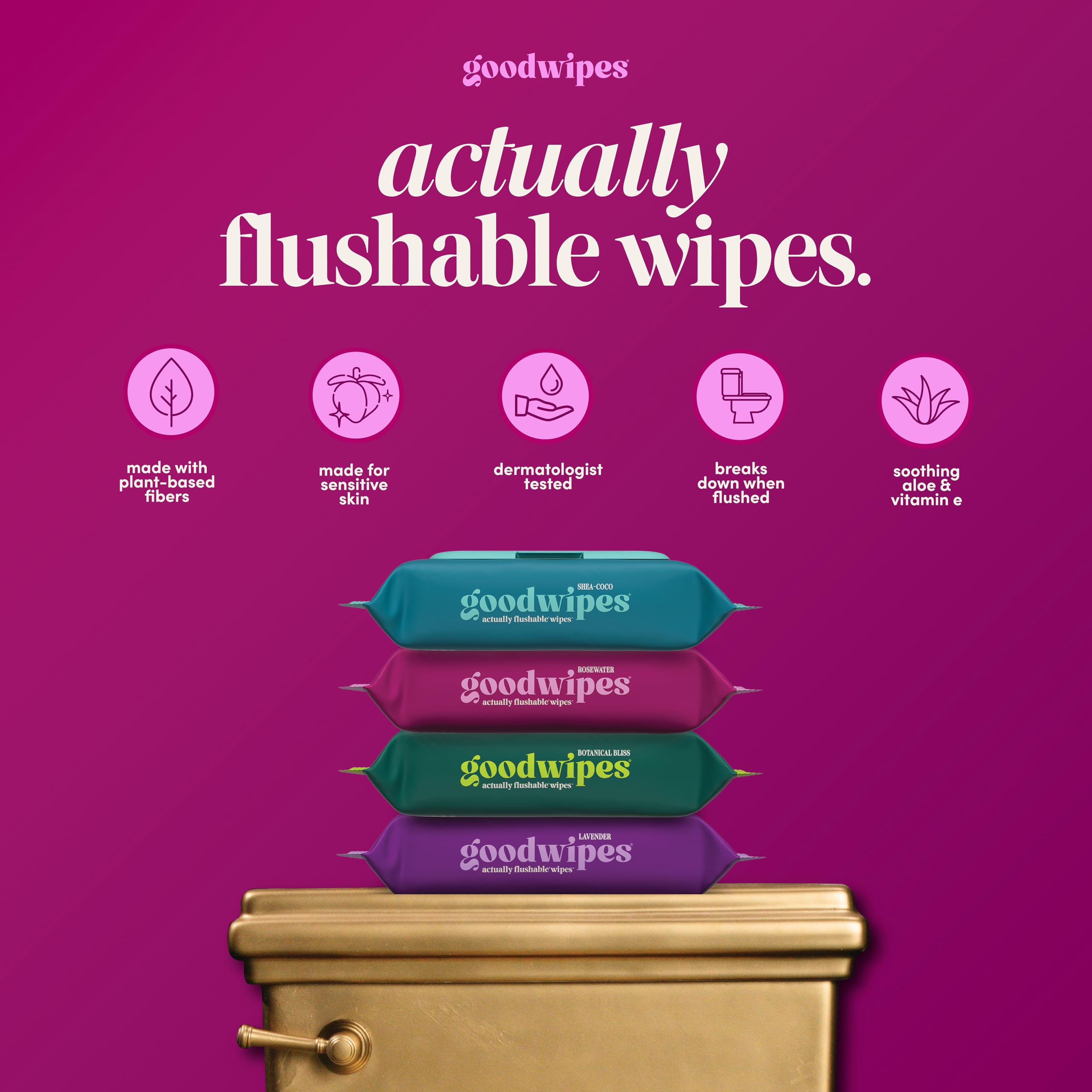 goodwipes rosewater open tub with one wipe being pulled for quick access