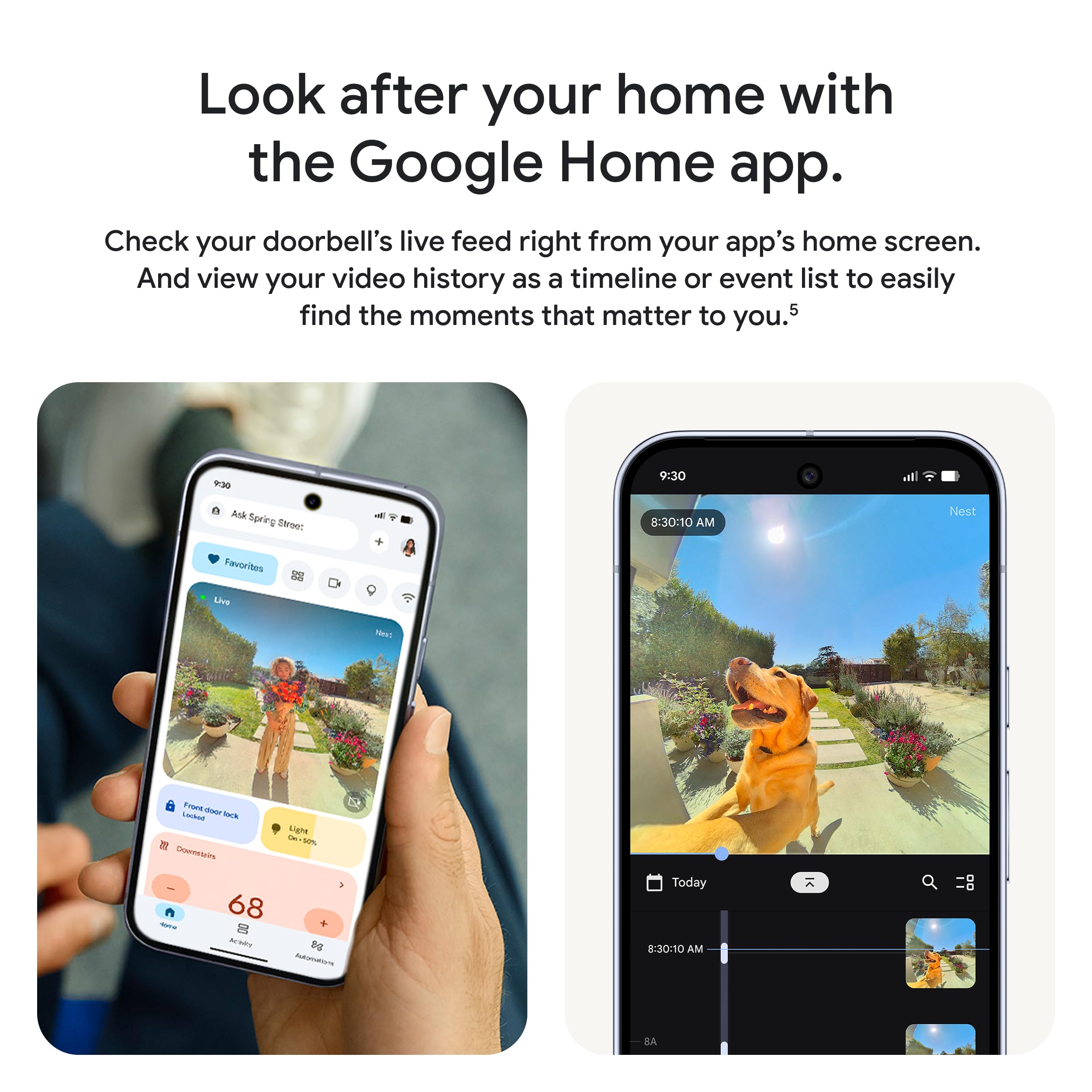 Google Nest hazel green LED indicator close-up showing active-stream transparency benefit