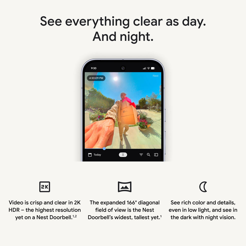 Google Nest Doorbell snow green LED indicator close-up for active streaming awareness