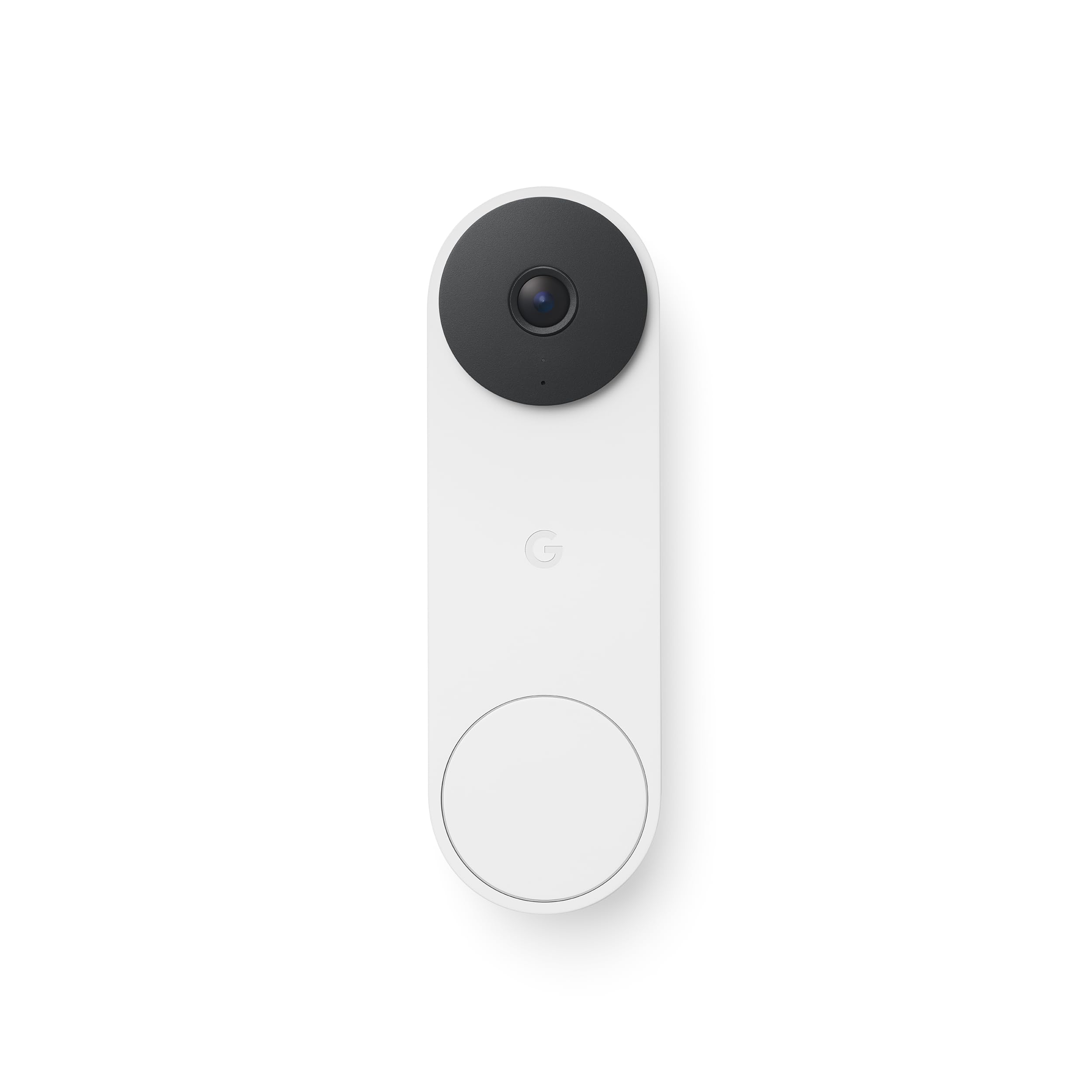Google Nest Doorbell snow side profile highlighting slim shape and weather-ready build