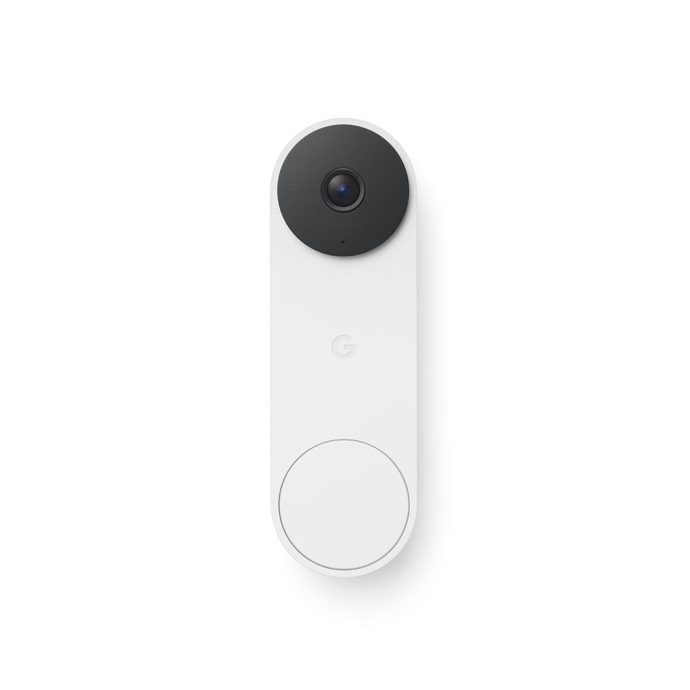 Google Nest Doorbell snow side profile highlighting slim shape and weather-ready build