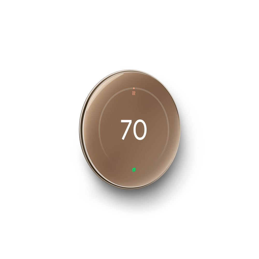 Google Nest thermostat side profile showing slim depth and neat wall fit benefit: low-profile installation
