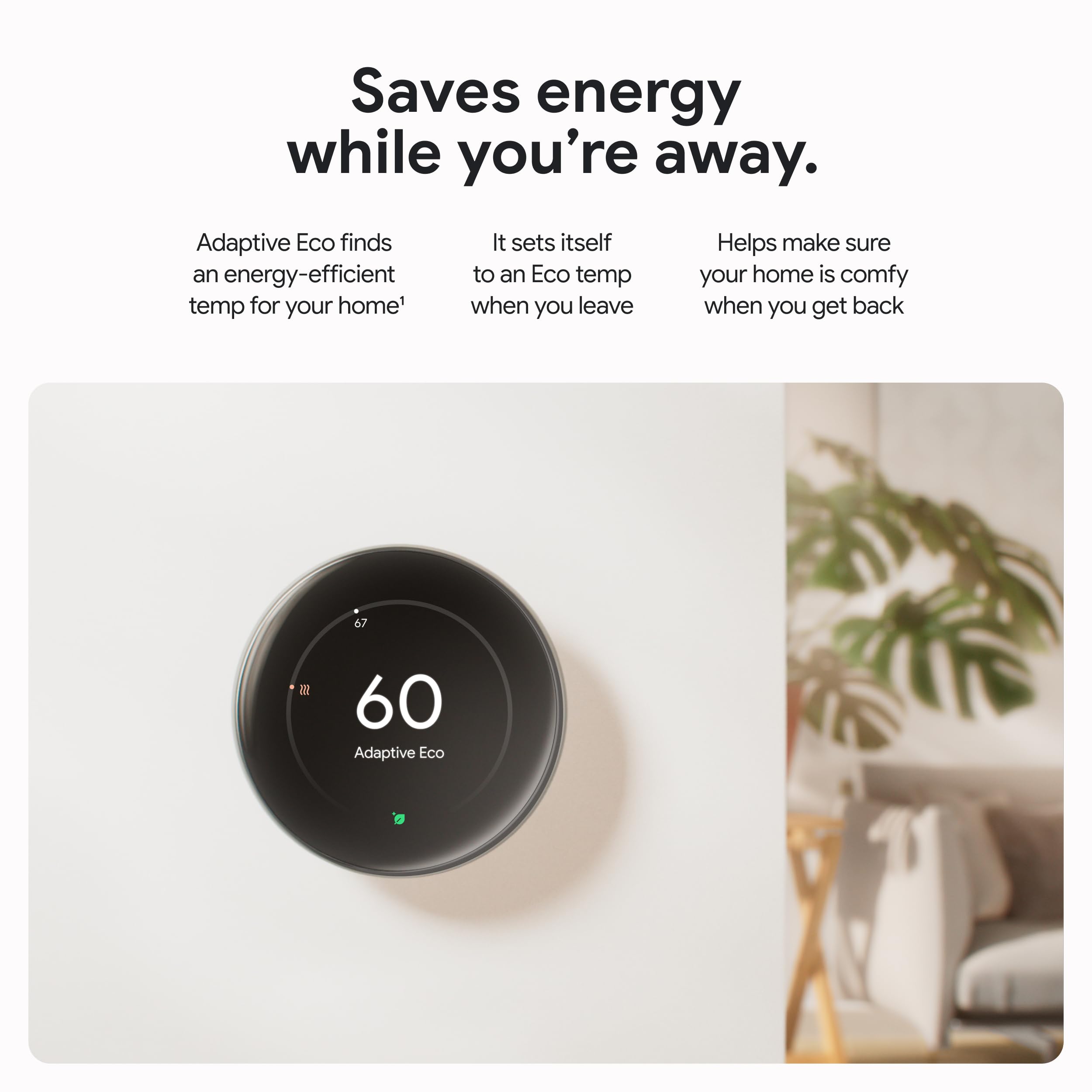 Nest Temperature Sensor next to thermostat showing included accessory benefit: targeted room comfort