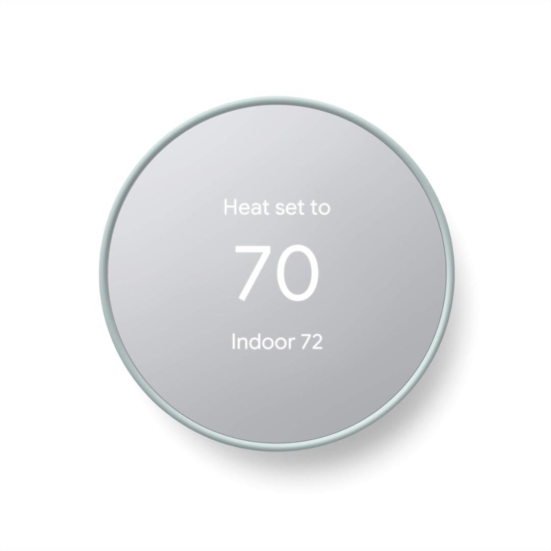 Google Nest Thermostat front view showing compact design and clear display benefit