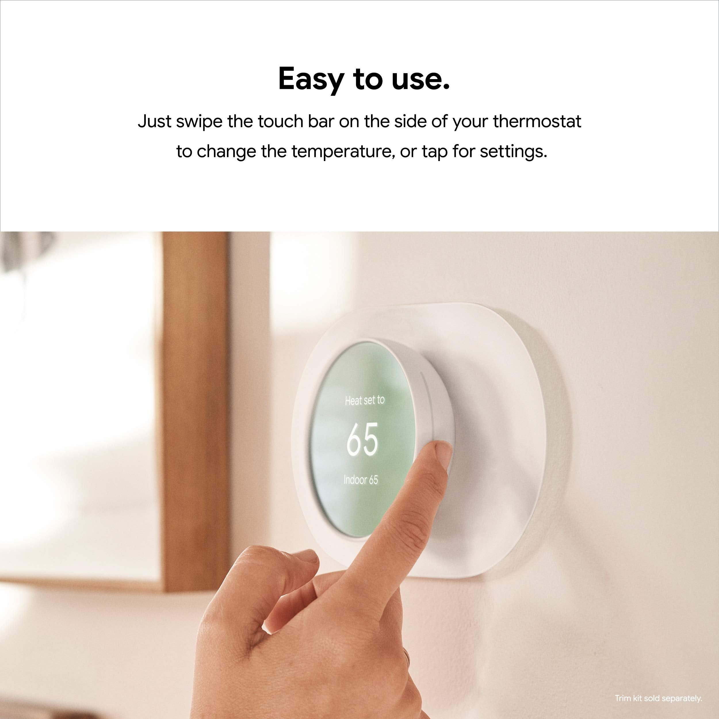 Google Nest Thermostat in kitchen lifestyle scene for whole-home integration