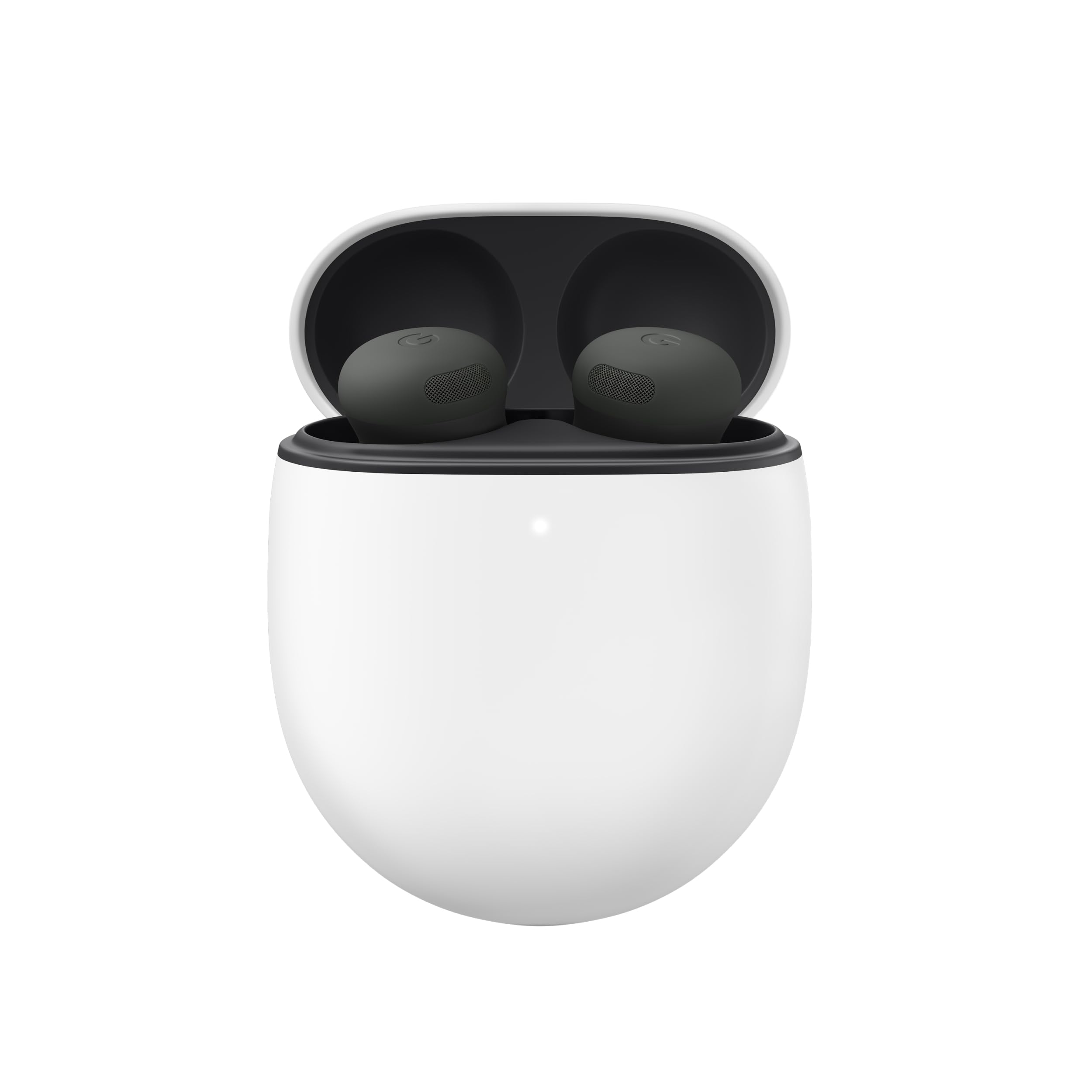Google Pixel Buds Pro 2 front view showing compact design and stylish hazel finish, promoting comfortable wear