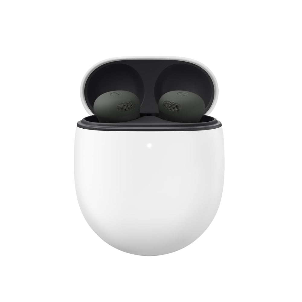 Google Pixel Buds Pro 2 front view showing compact design and stylish hazel finish, promoting comfortable wear