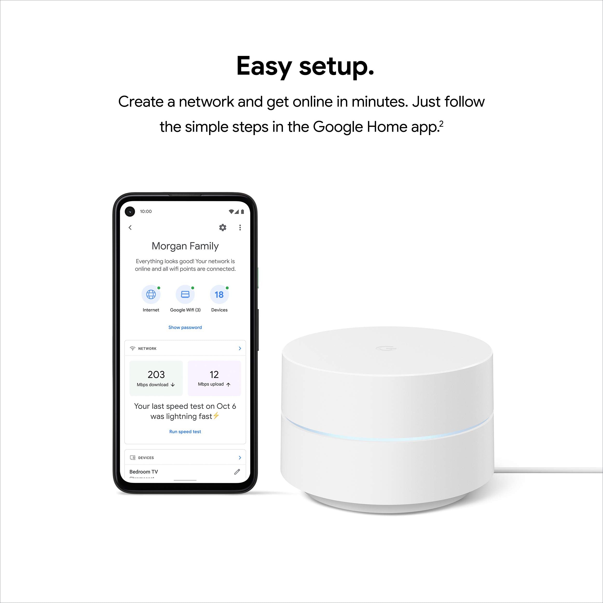 Google Wifi setup shown in Google Home app for quick installation benefit