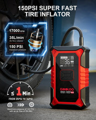 GOOLOO inflator hose and five nozzles, versatile adapters for tires and sports equipment