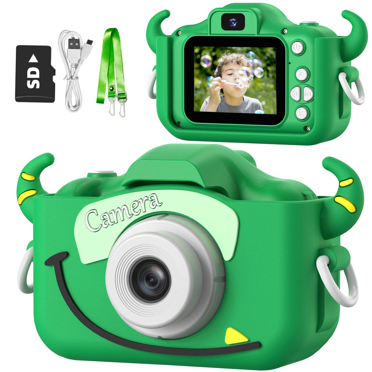 goopow front view showing camera shape and easy controls benefit durable use