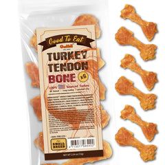 Gootoe front packaging of turkey tendons showing small-breed chew benefits