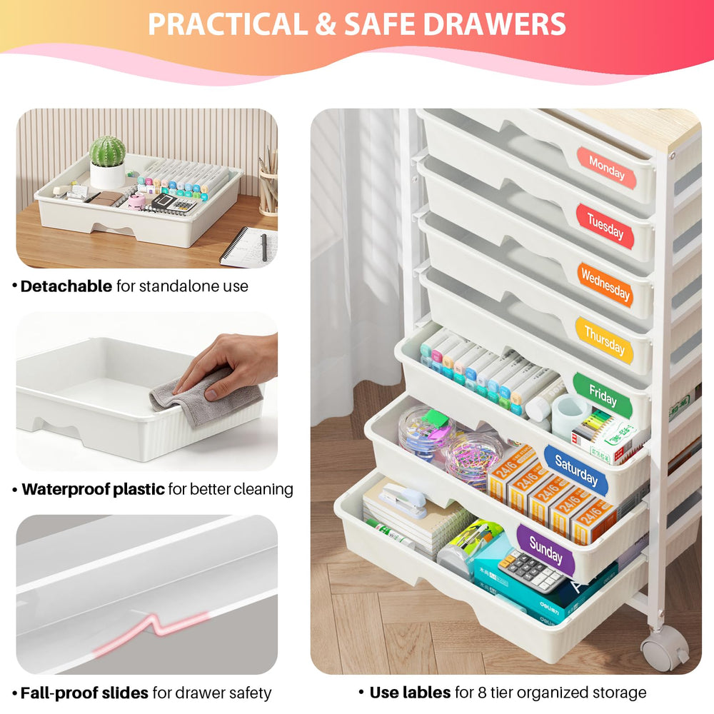 Goovilla close-up of removable colorful drawer tray for quick access