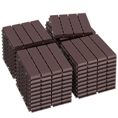Goovilla front view of 36-pack dark brown tiles showing neat grid and coverage benefit