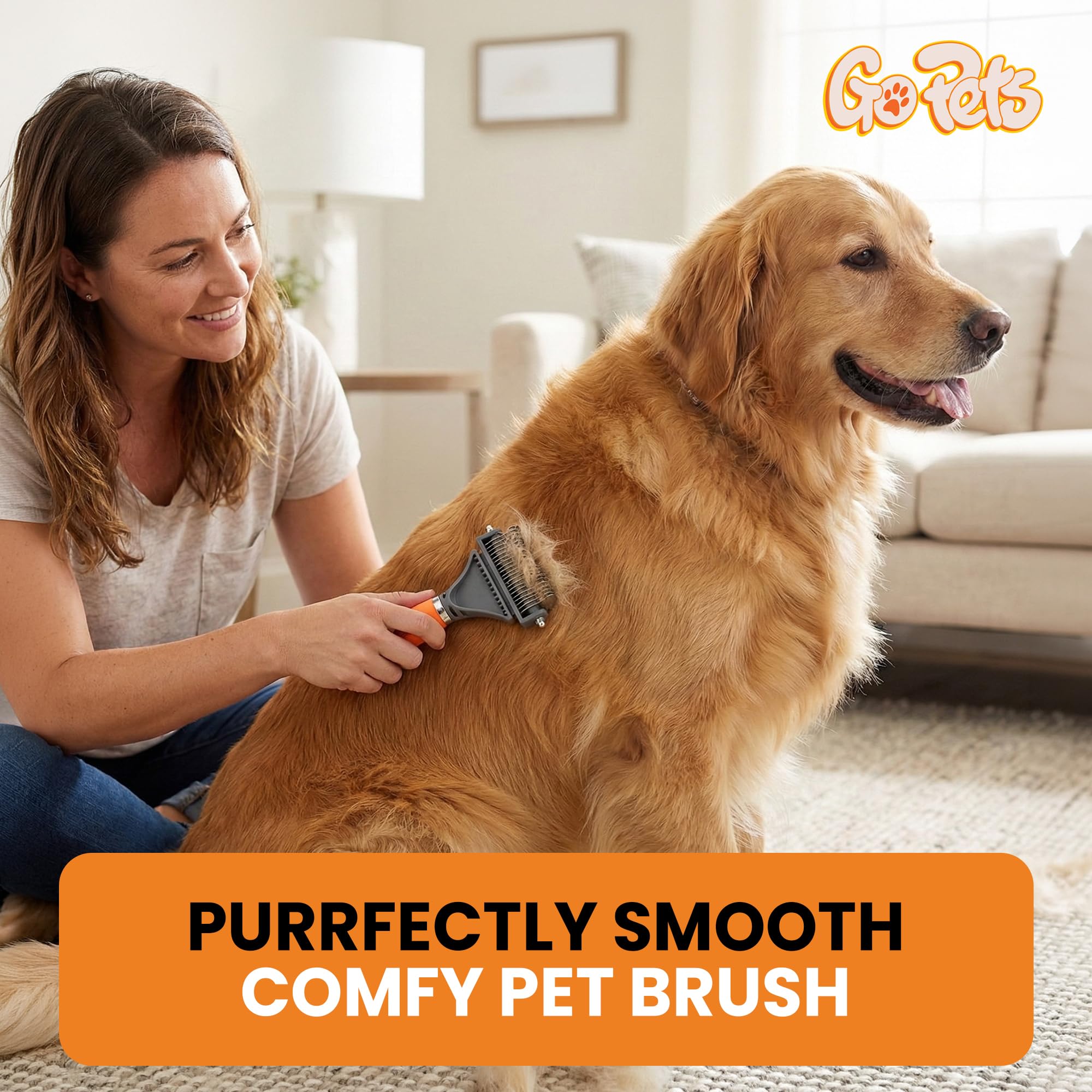 GoPets comb held in hand for size scale showing compact, travel-friendly design