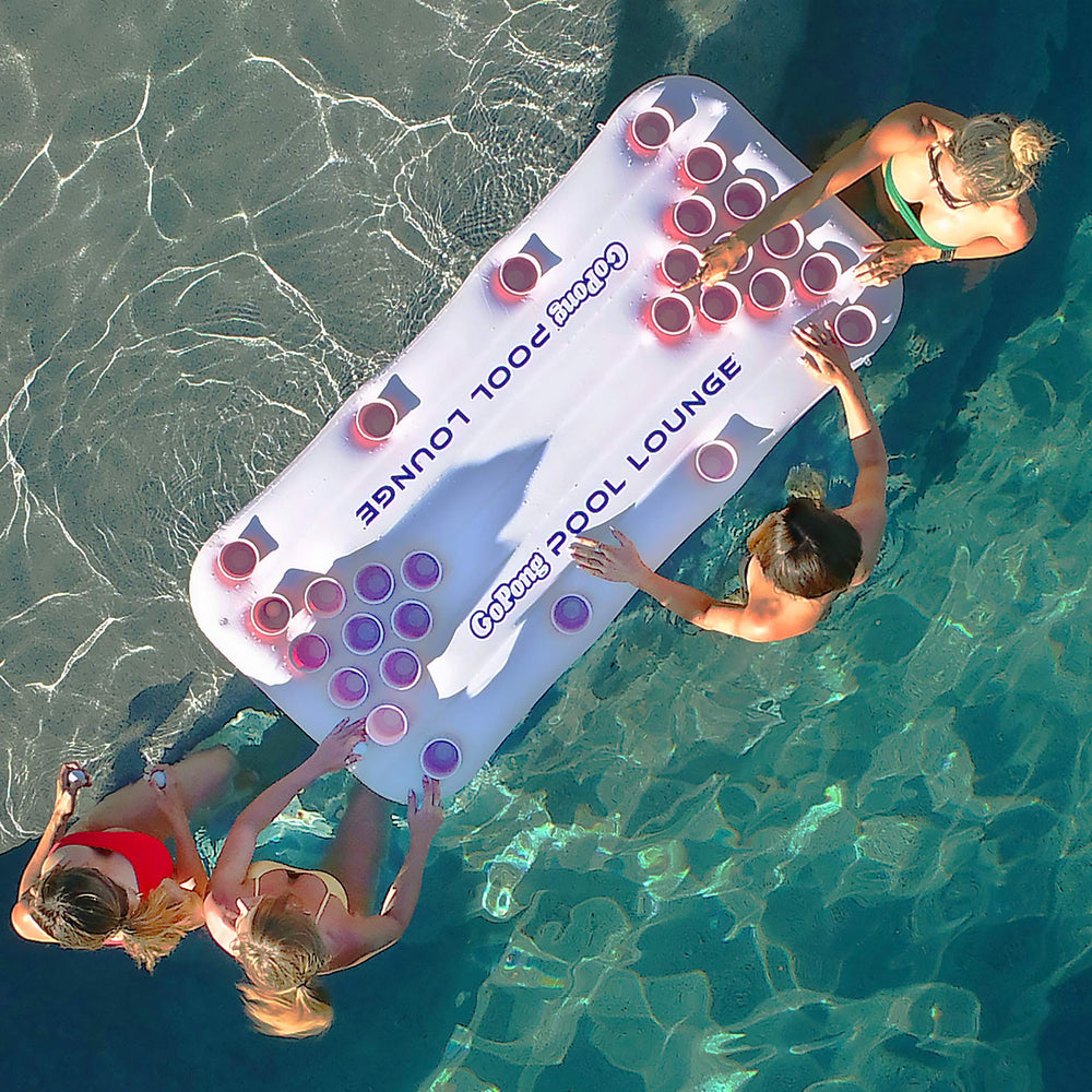 GoPong cup holders close-up showing secure drink placement for social floating