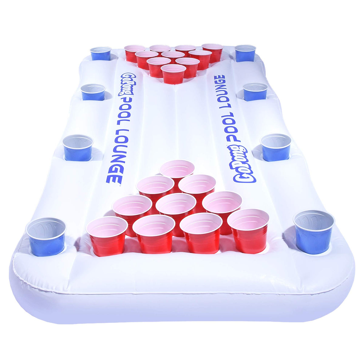 GoPong Pool Lounge front view showing full table and benefits for party play