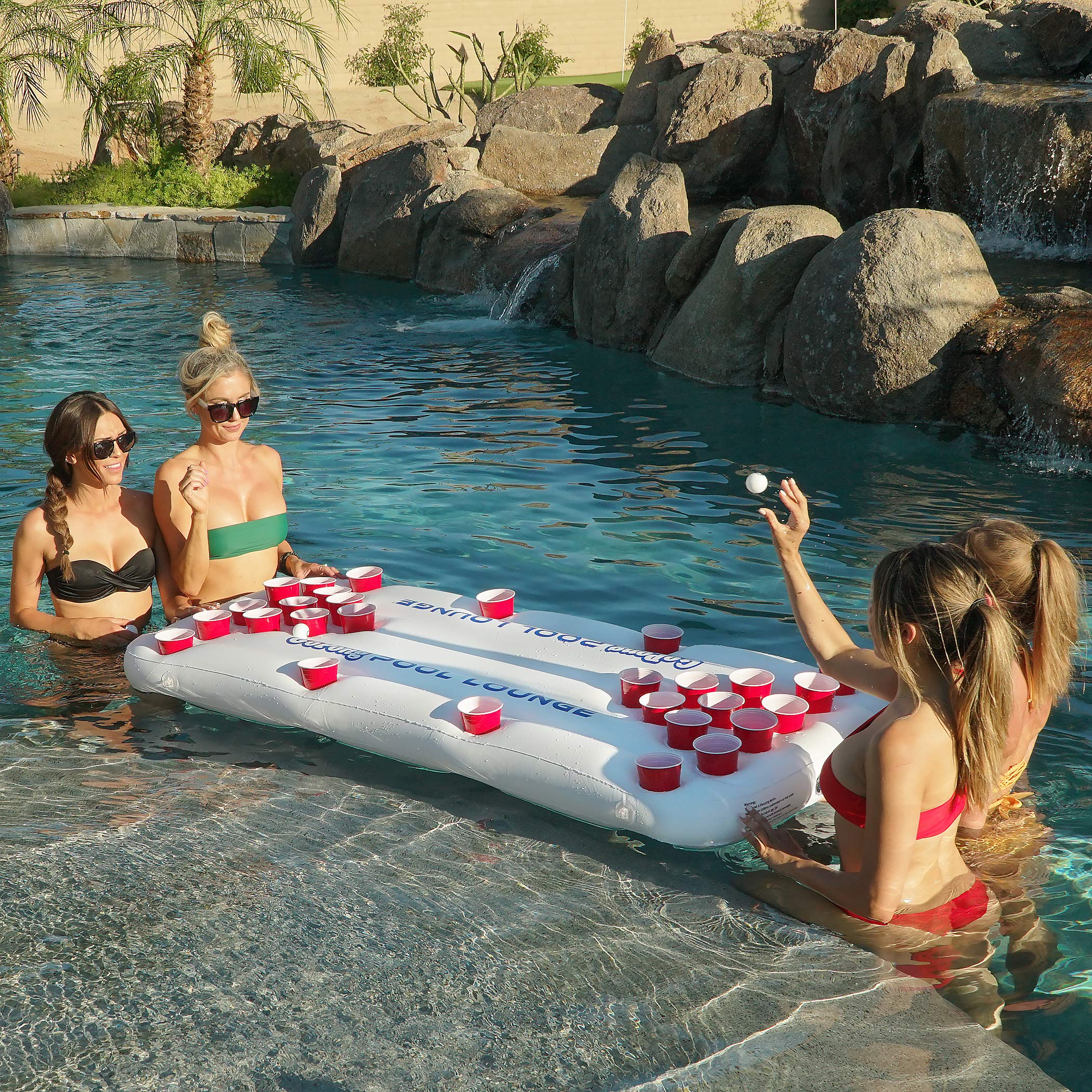 GoPong top play surface with 10-cup triangles for stable game setup