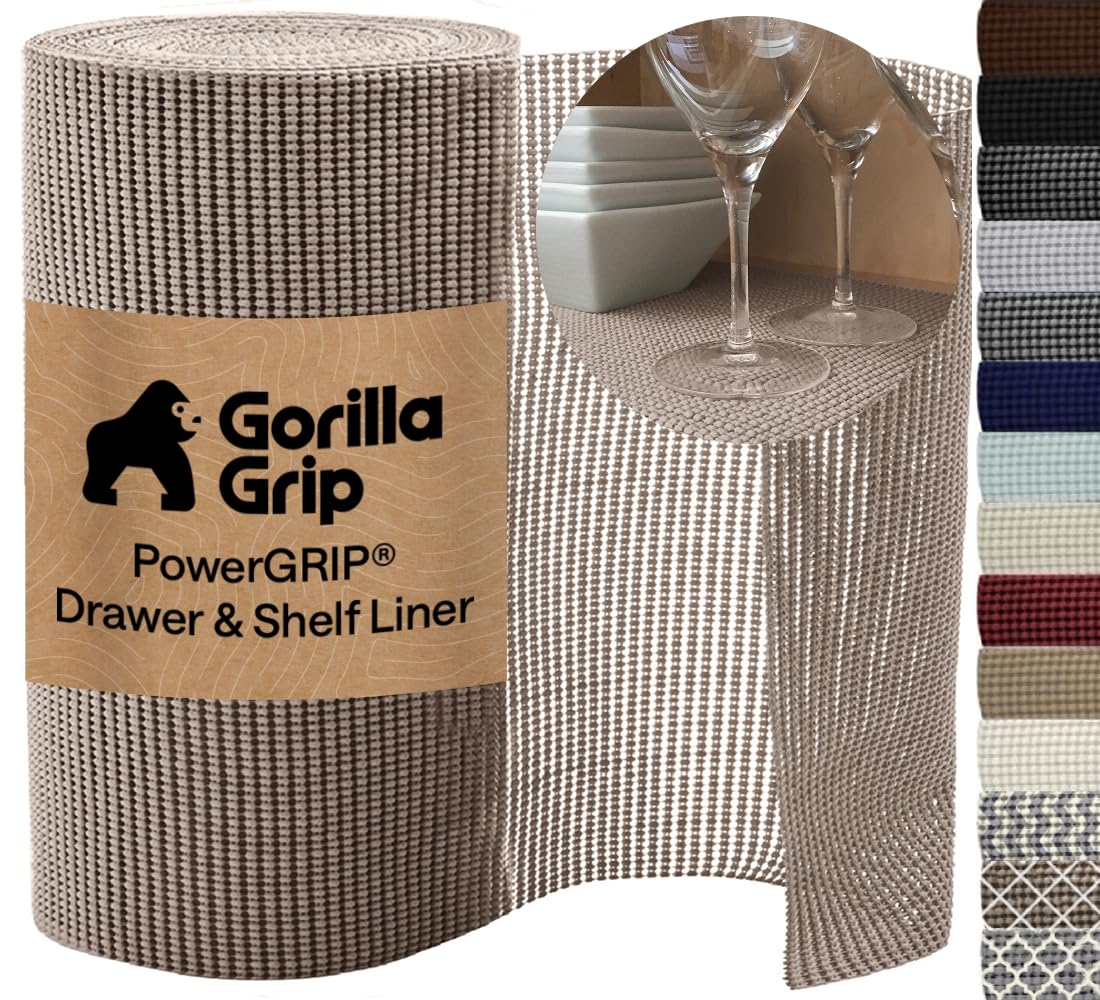 GORILLA GRIP front packaging showing beige roll and benefits