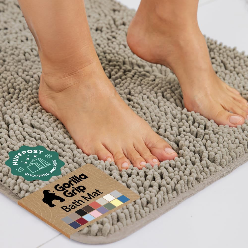GORILLA GRIP front view showing gray beige rug and cozy look