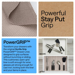 GORILLA GRIP liner inside drawer keeping utensils from sliding