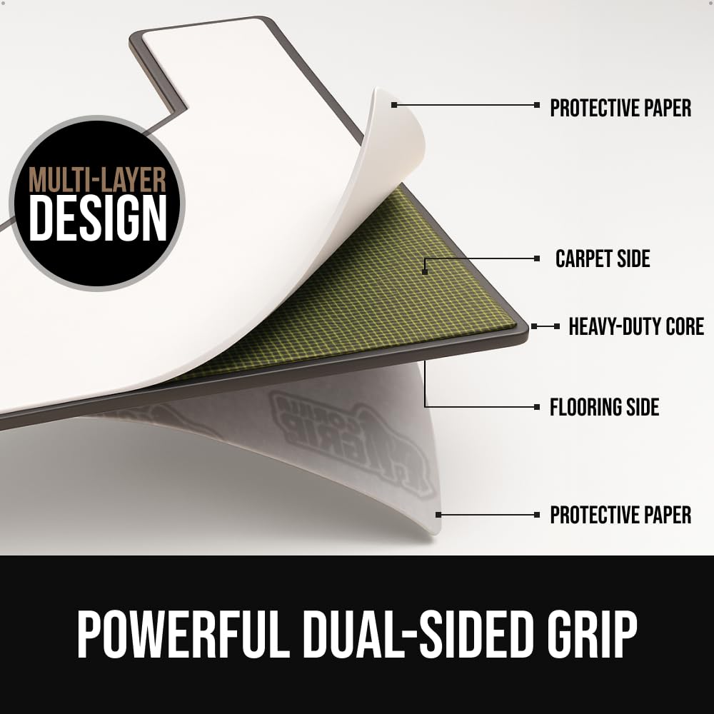 GORILLA GRIP installed under rug corner keeping edge flat and secure