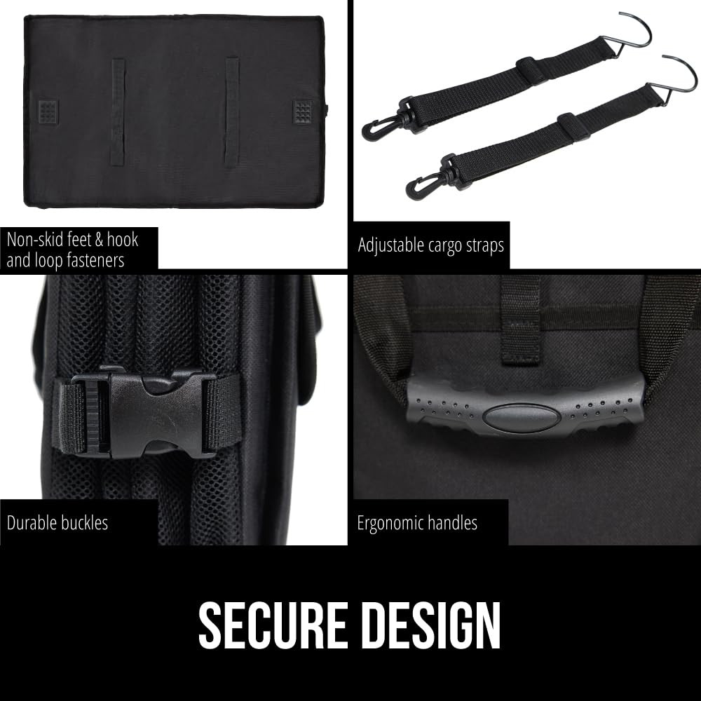 GORILLA GRIP mesh pocket and removable divider showing organization benefit