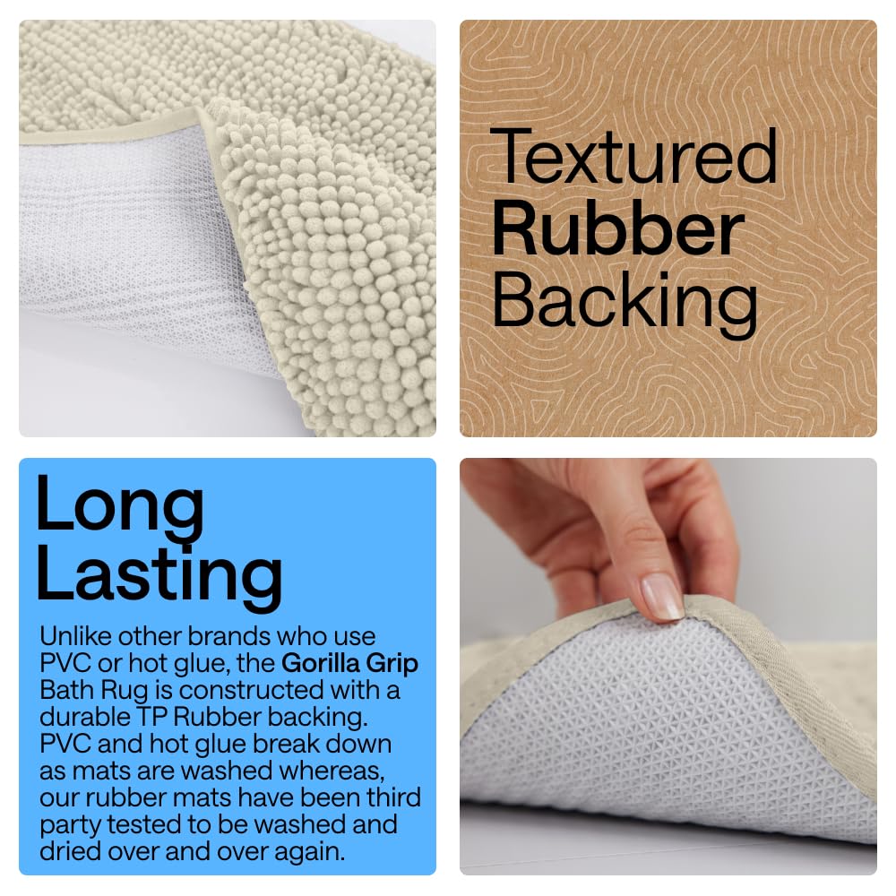 GORILLA GRIP textured TP rubber backing, delivers slip-resistant stability and long life