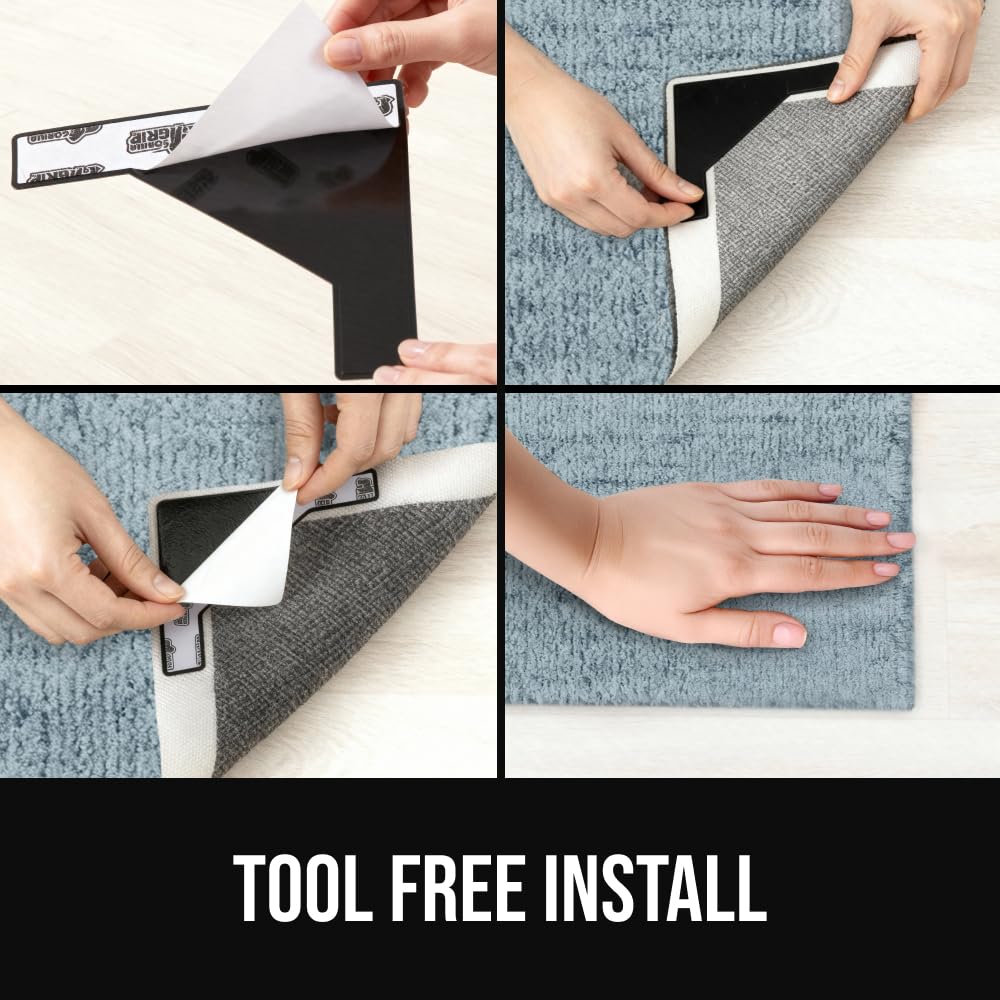 GORILLA GRIP in living room scene stabilizing rug under furniture