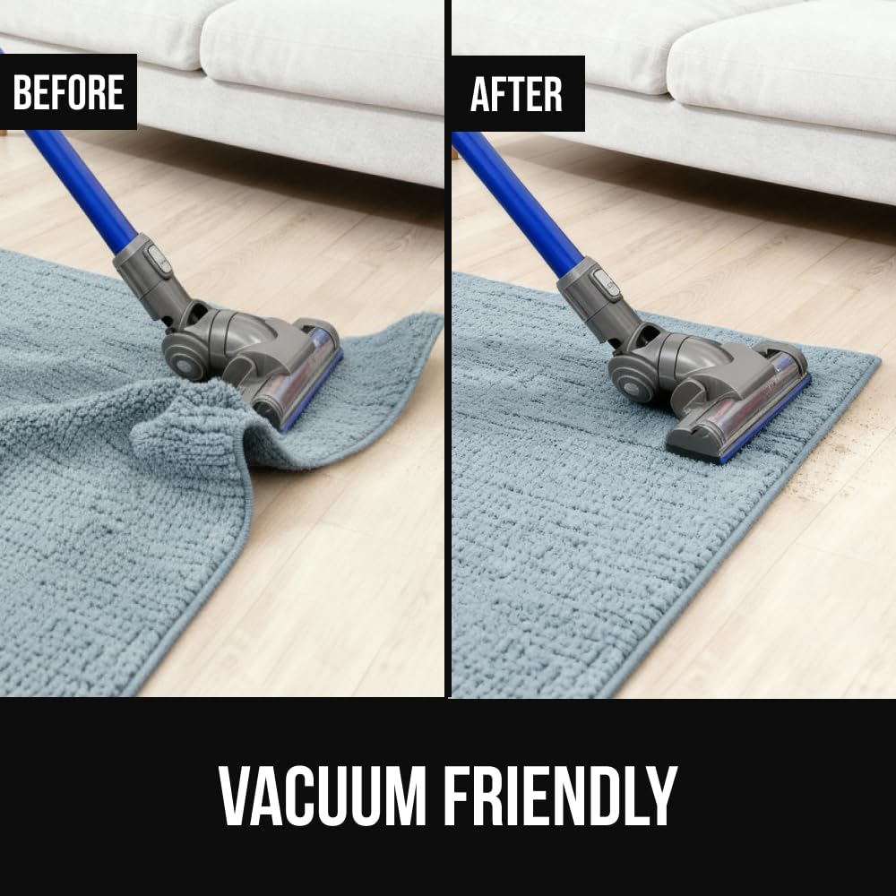 GORILLA GRIP holding rug steady with pet nearby reducing slips