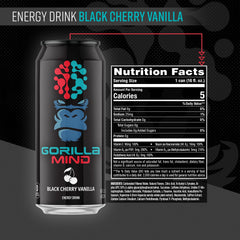 Gorilla Mind closeup label listing key energy matrix ingredients and transparency