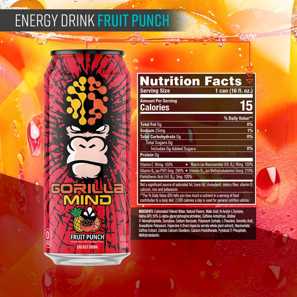 Gorilla Mind closeup label highlights ingredients and potency benefits