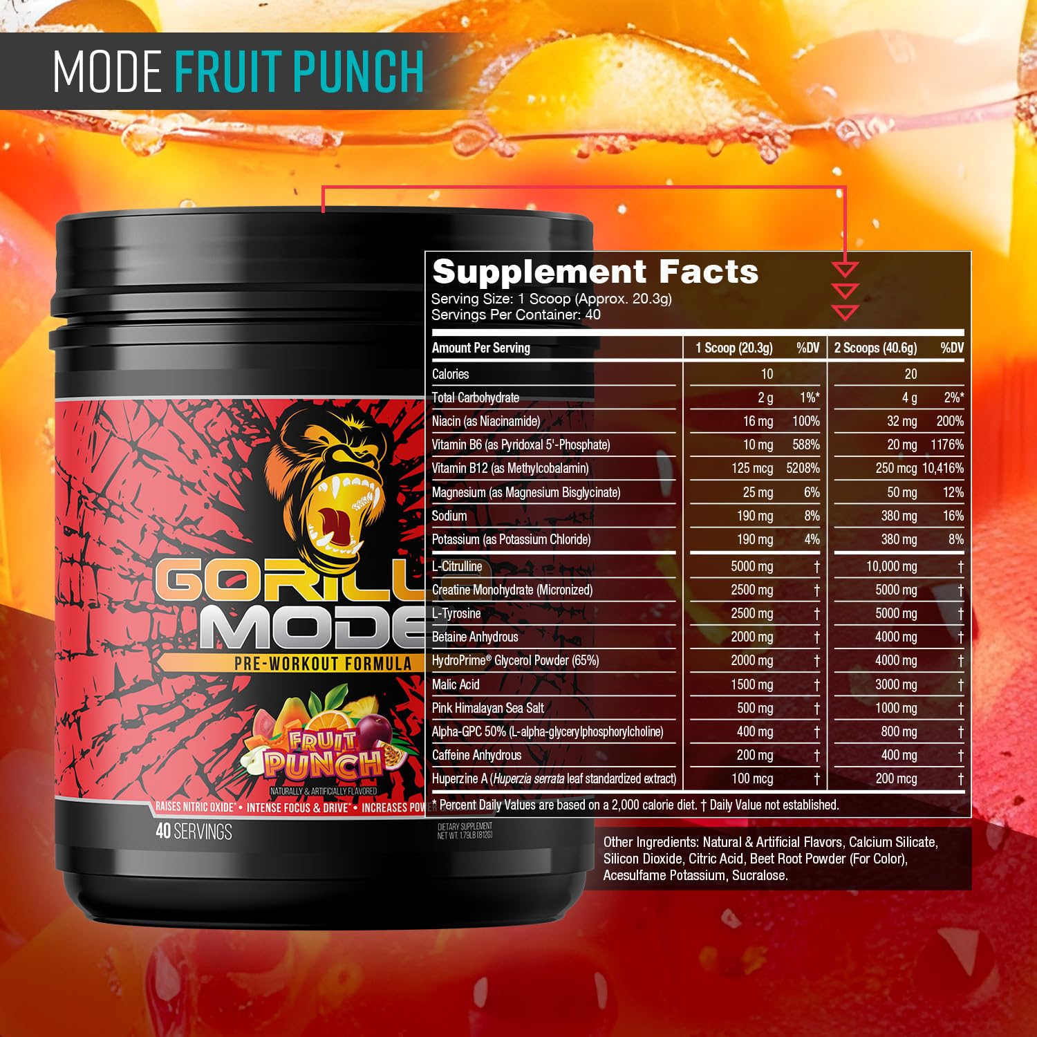 Gorilla Mind Gorilla Mode powder close-up highlighting smooth mixability benefit