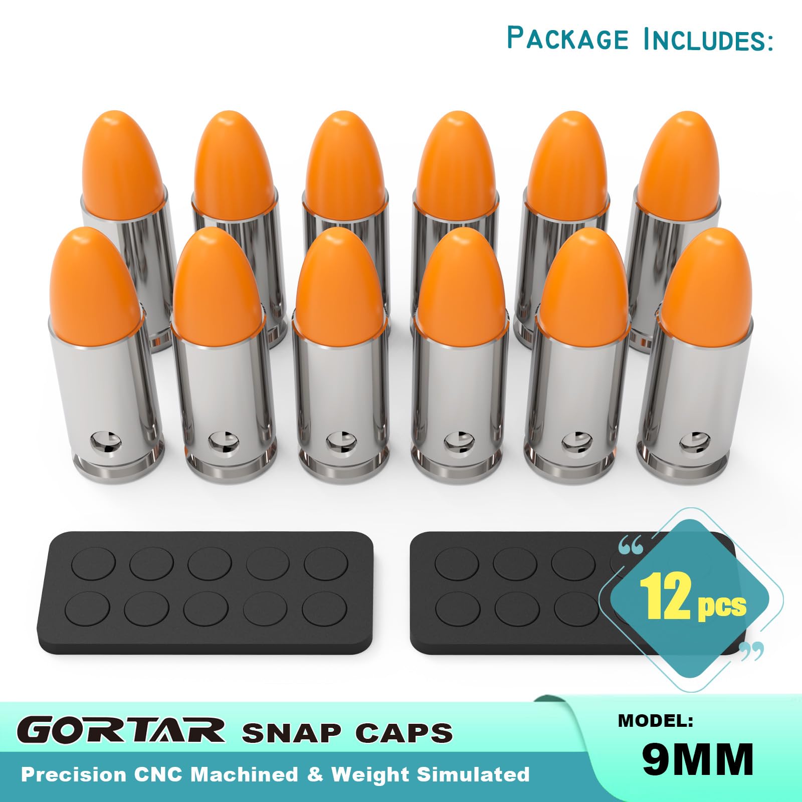 GORTAR snap cap beside ruler showing accurate 9mm dimensions