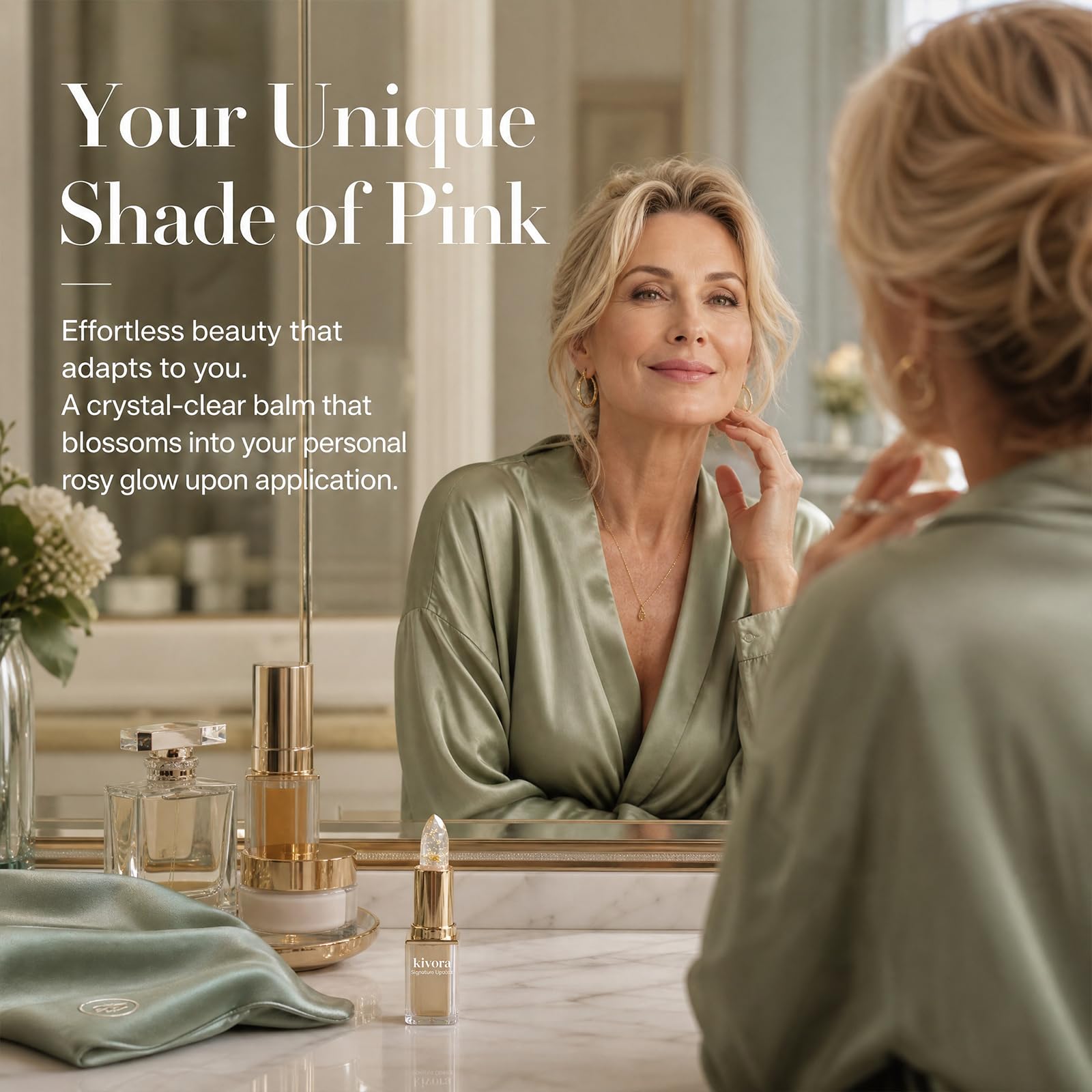 GosBio Kivora applied on hand showing color change and customizable tint benefit