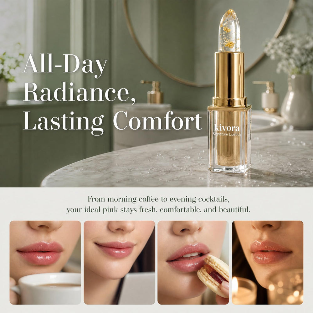 GosBio Kivora before and after on mature lips showing hydration and color boost benefit
