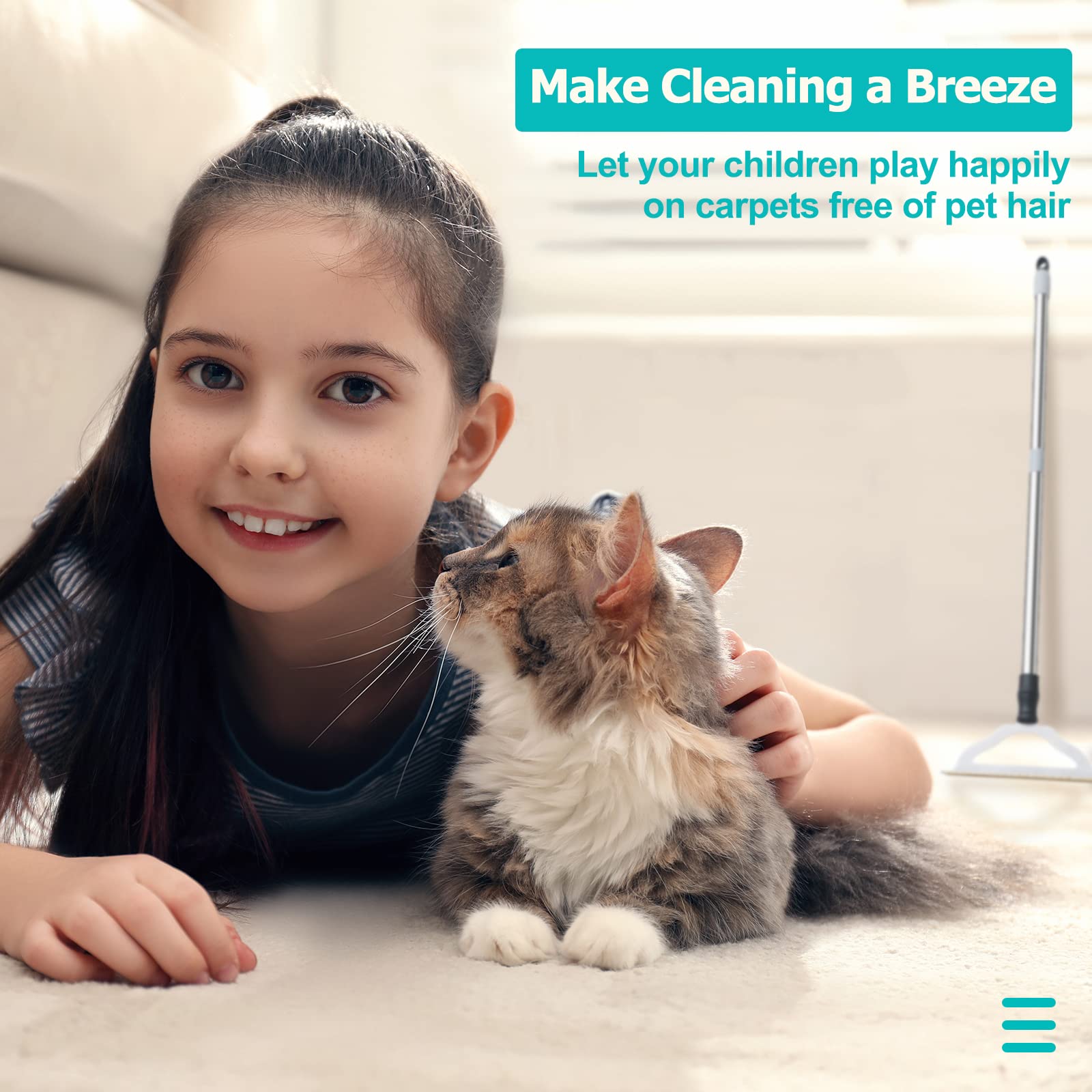 GOSEDER lifestyle image of pet owner cleaning floor, tidy home benefit